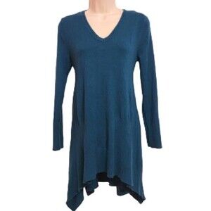 Westbound Teal Hi Lo V Neck Pullover Sweater Small
